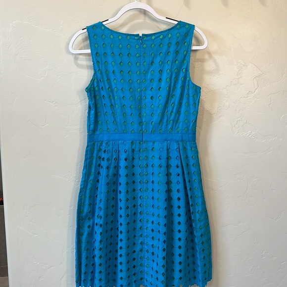 LOFT Turquoise Eyelet A-line dress - Picture 5 of 5